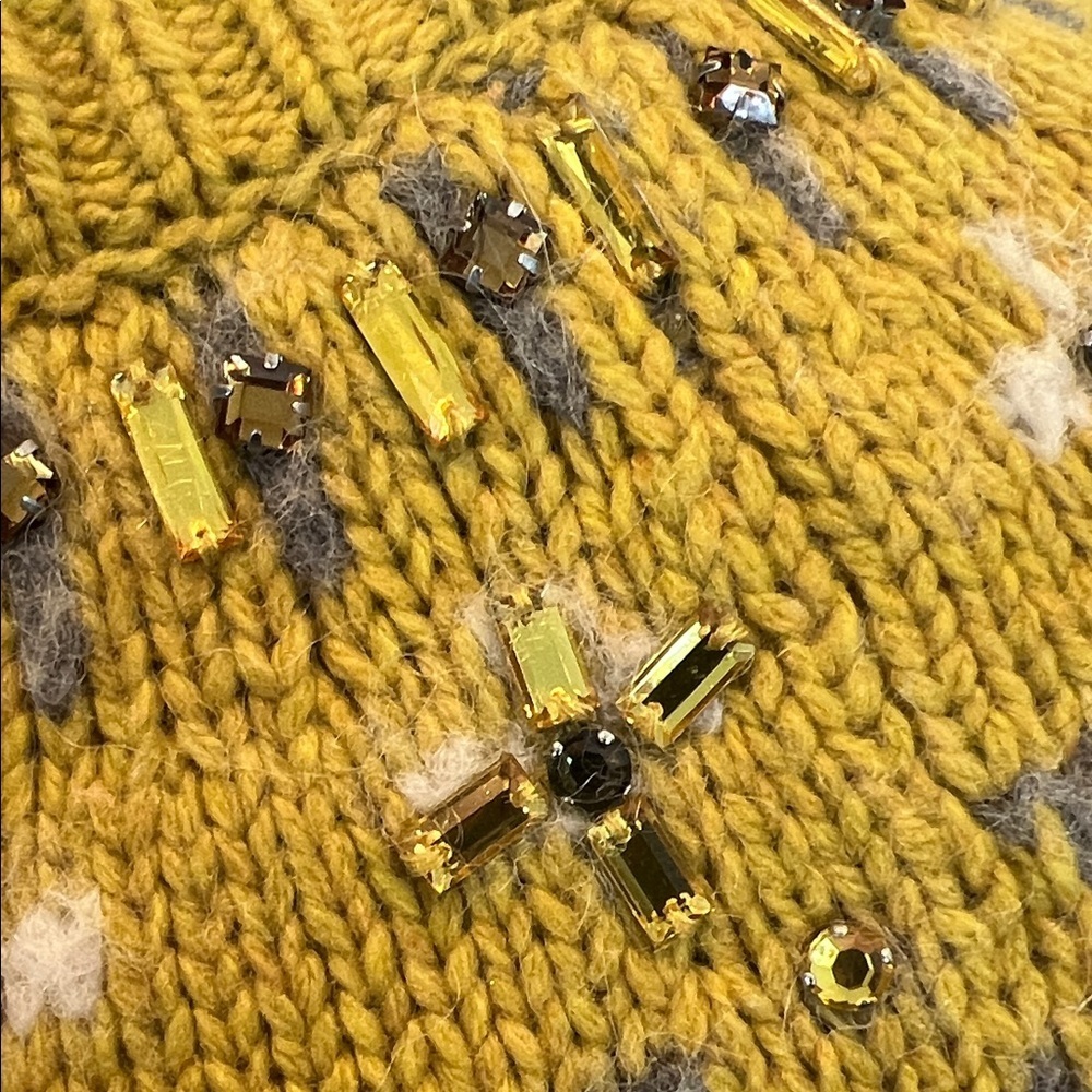 J.Crew Jewel Embellished Fair Isle Sweater Yellow Gold Size Medium - Picture 4 of 8